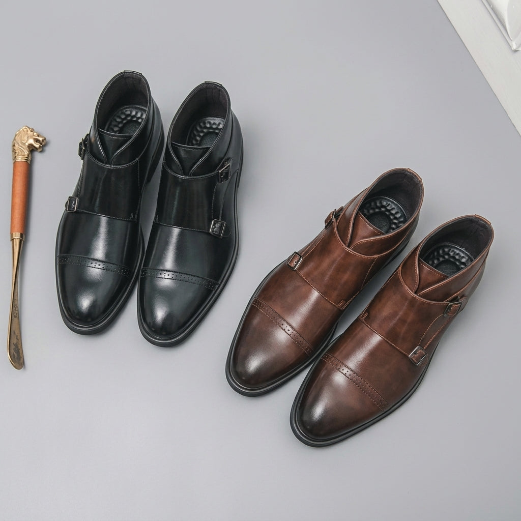 Botas de Cuero para Hombre con Hebilla Monk