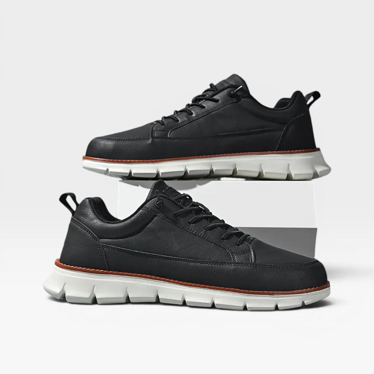 Zapatillas de Cuero Casual para Hombre – Zapatillas Diarias con Cordones y Amortiguación
