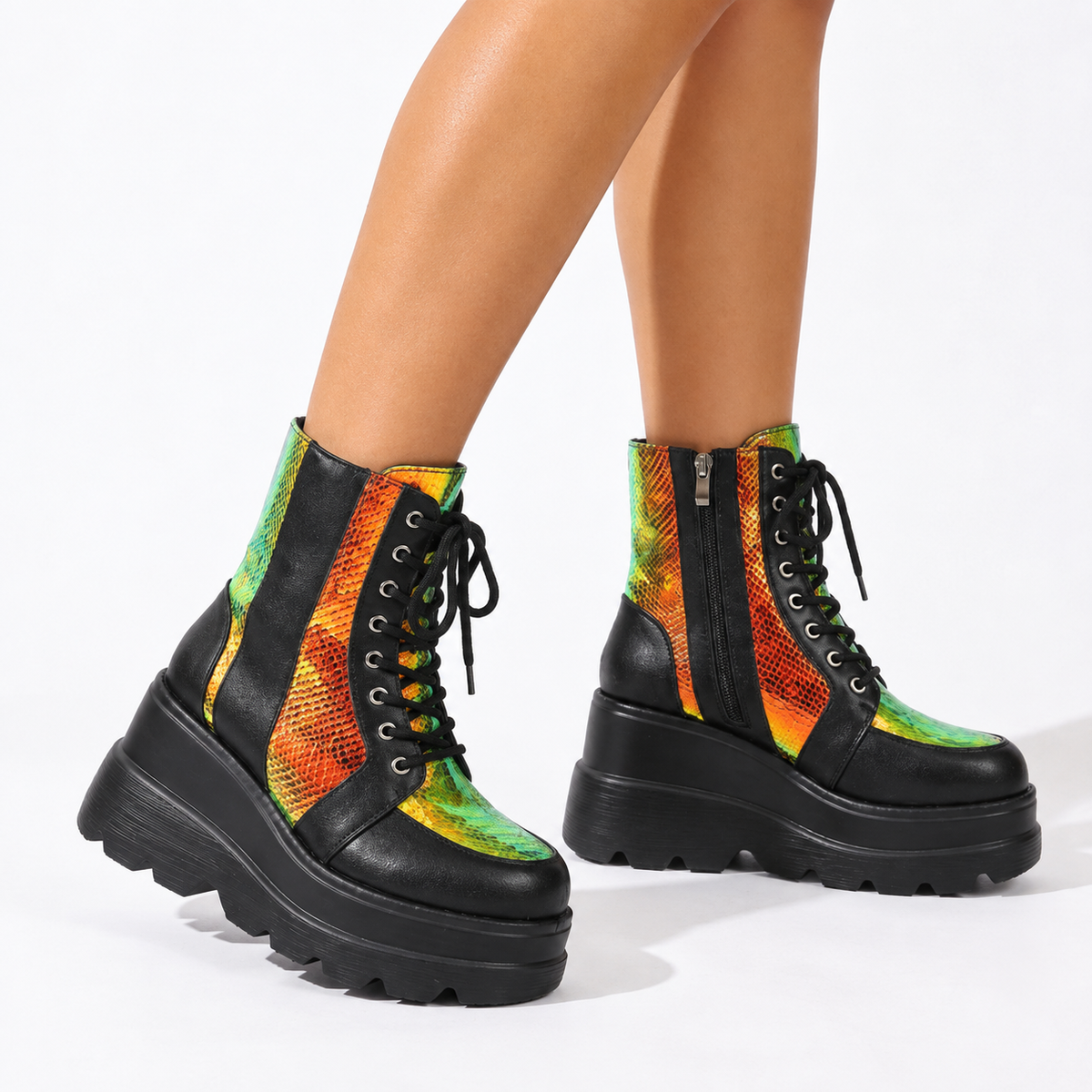 Botas de Tobillo de Plataforma Gruesa para Mujeres
