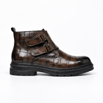 Botas de Tobillo de Cuero con Relieve de Cocodrilo para Hombre