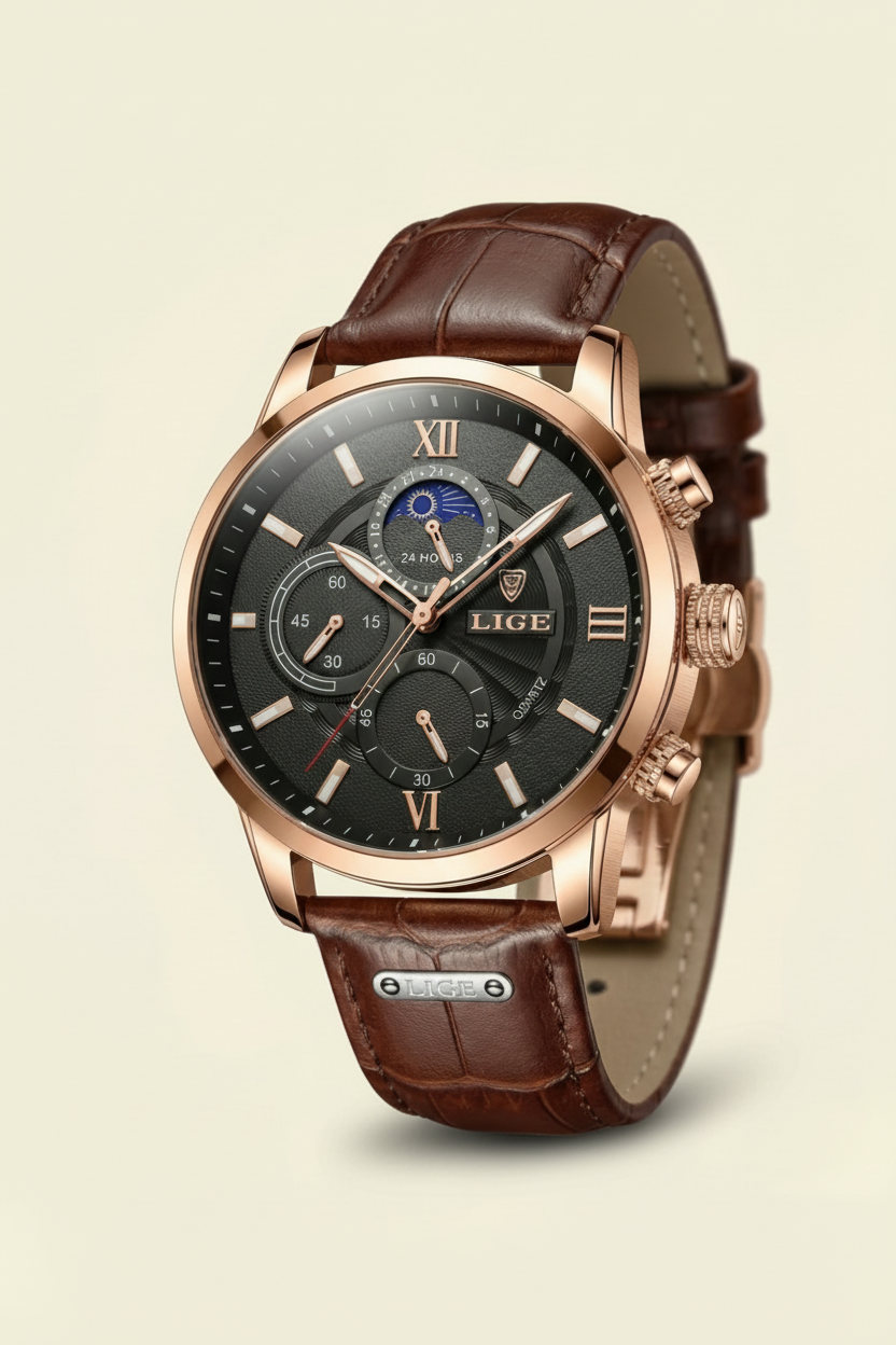 Reloj de Cuero Prestige Fase Lunar