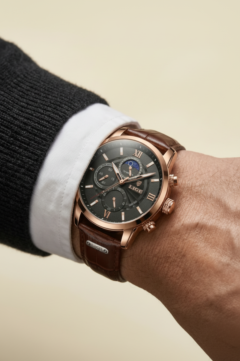 Reloj de Cuero Prestige Fase Lunar
