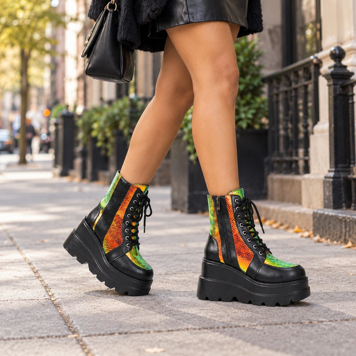 Botas de Tobillo de Plataforma Gruesa para Mujeres