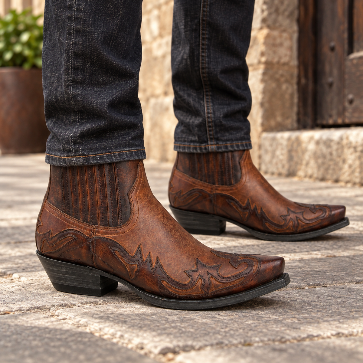 Botas de Cuero para Hombre Estilo Cowboy