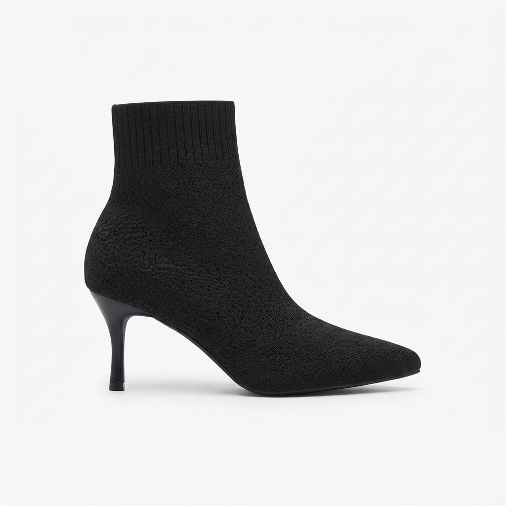 Botas de calcetín elegantes de tacón kitten con punta afilada para mujer