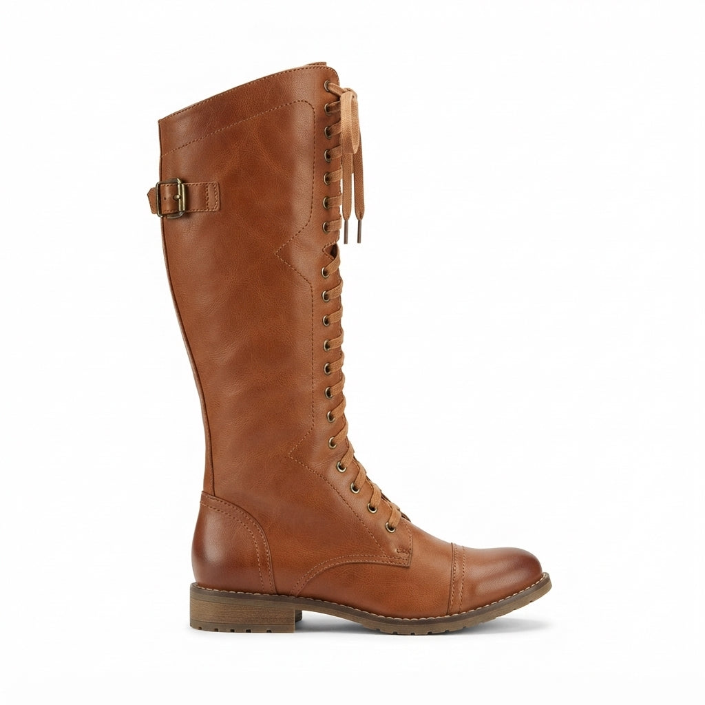 Botas Planas de Cuero Alto para Mujer