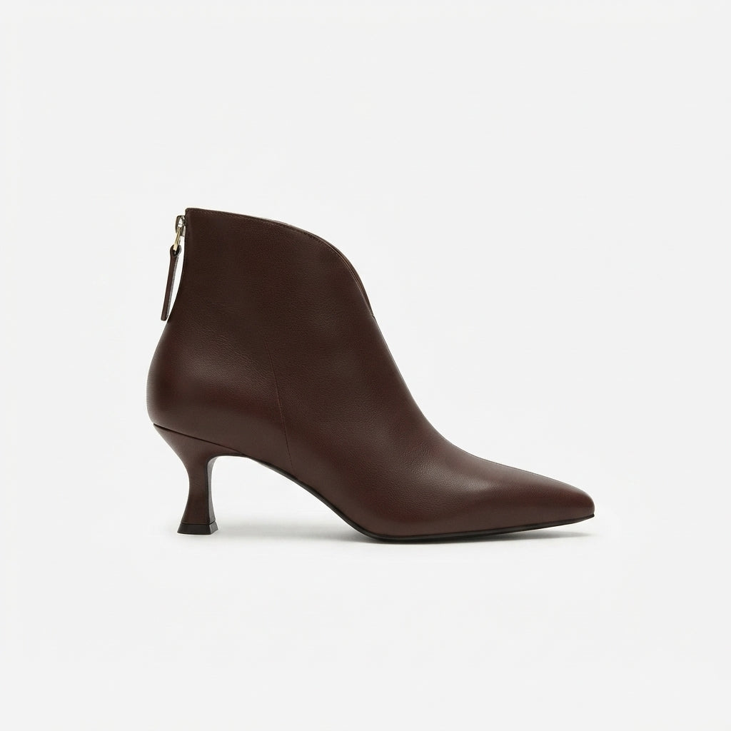 Botas de Tobillo de Punta Afila con Tacón de Gatito para Mujeres