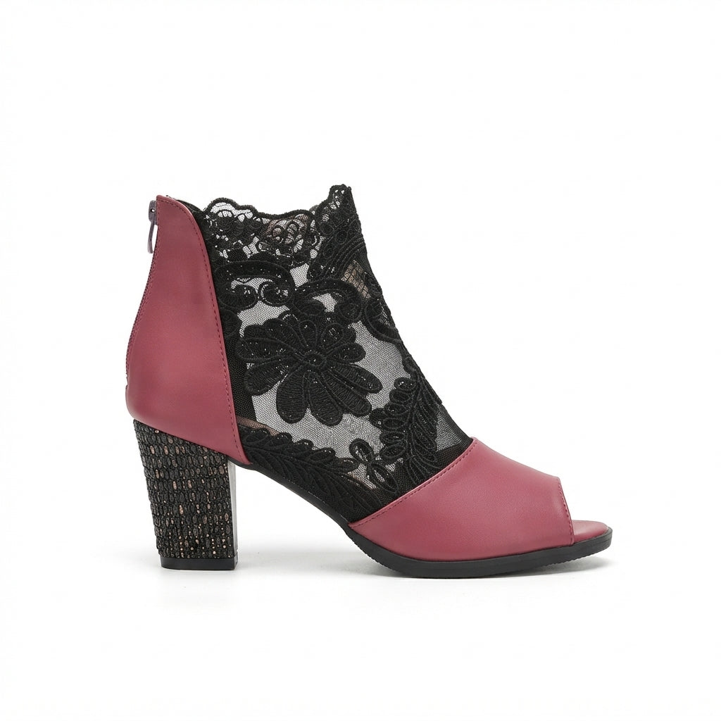 Botas de Tobillo con Tacón Abierto para Mujeres