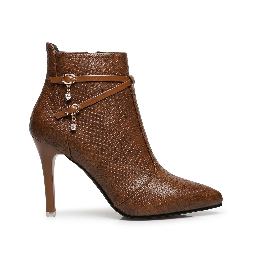 Botas de tobillo de tacón puntiagudo para mujer