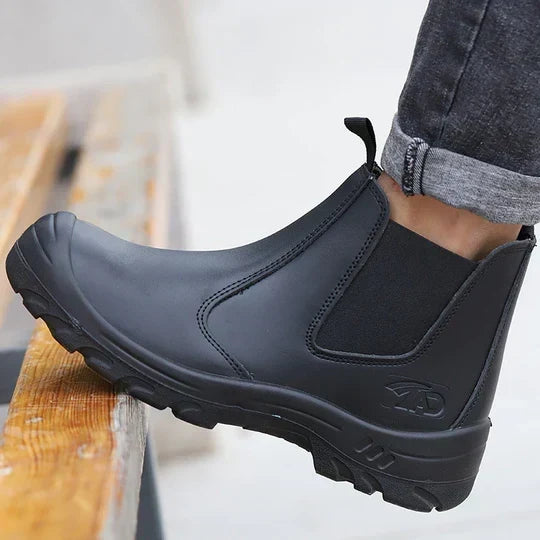 Botas de Trabajo de Cuero de Vacuno para Hombre – Botas Slip On con Punta Reforzada