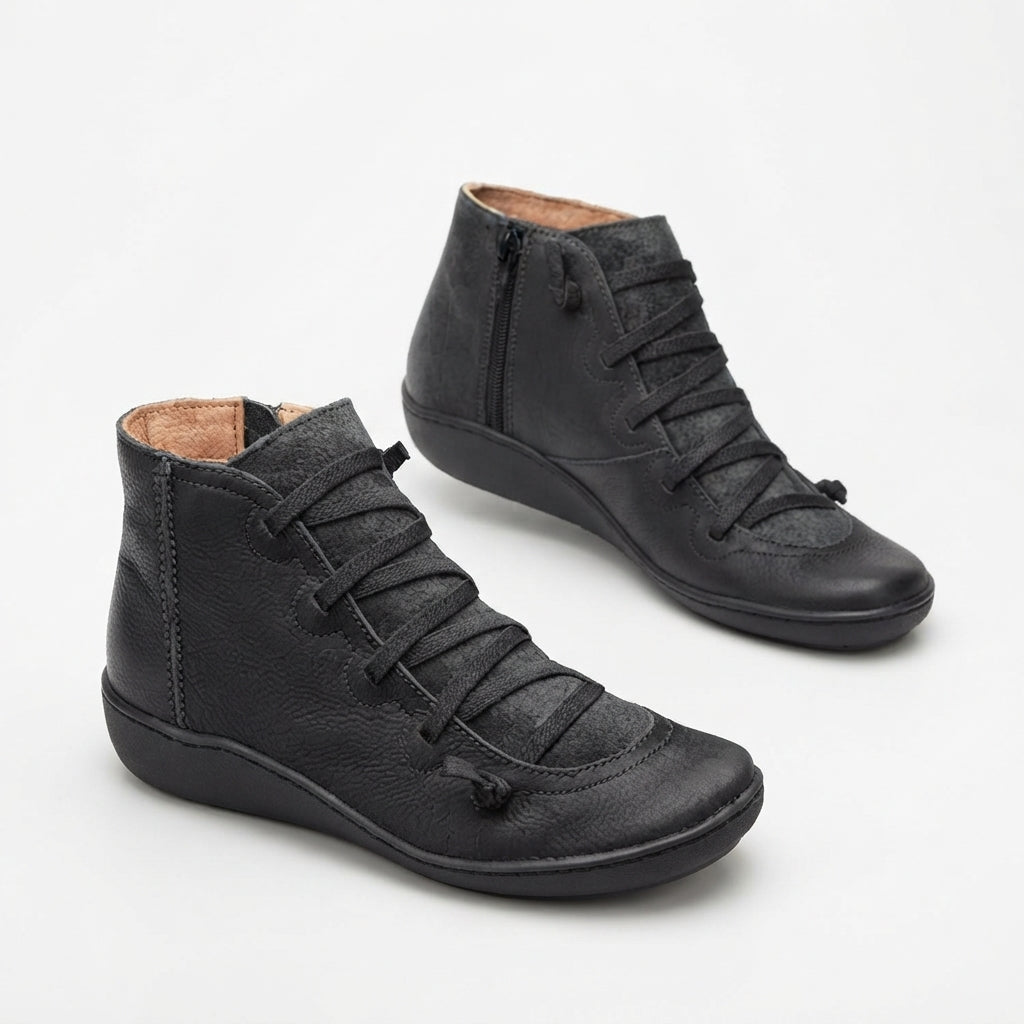 Botas de Cuero con Cordones para Mujeres, Cómodas
