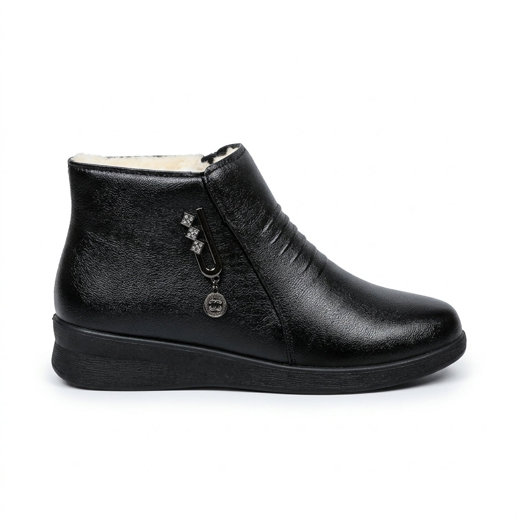 Botas de Tobillo con Forro de Shearling y Cierre Lateral