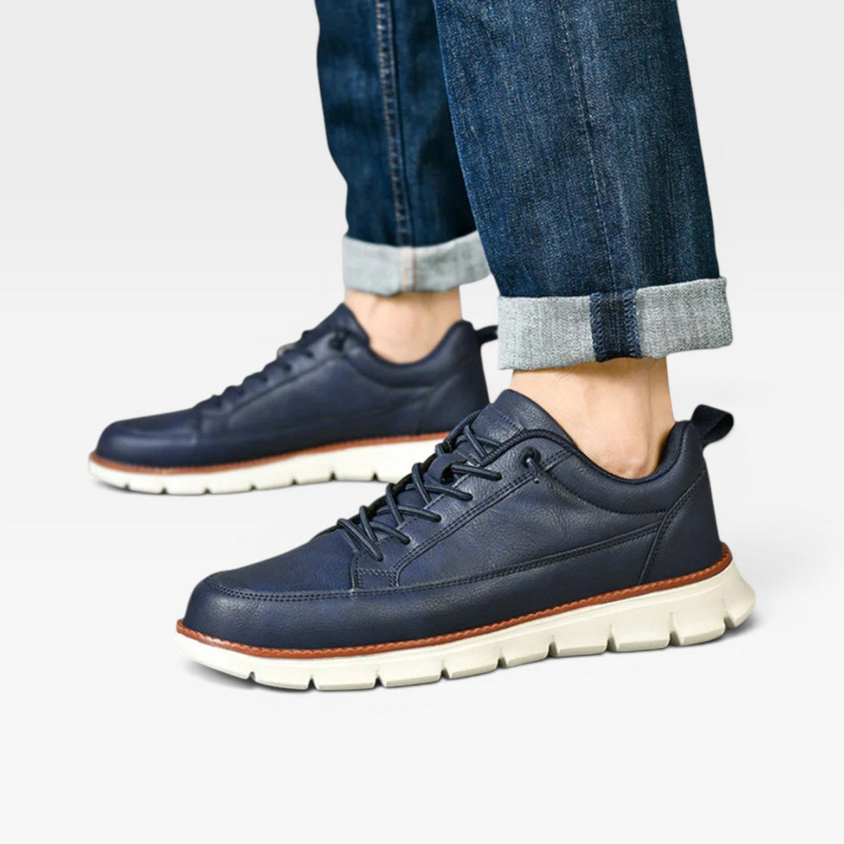 Zapatillas de Cuero Casual para Hombre – Zapatillas Diarias con Cordones y Amortiguación