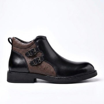 Botas de tobillo de cuero para hombre con doble hebilla