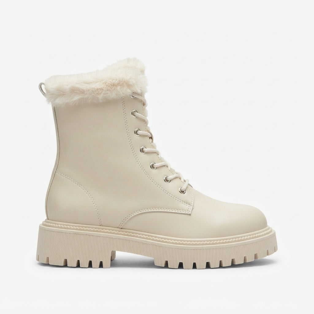 Botas de combate forradas con cordones para mujer