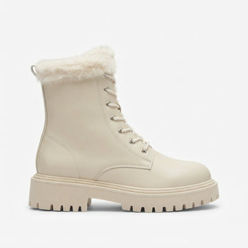 Botas de combate forradas con cordones para mujer