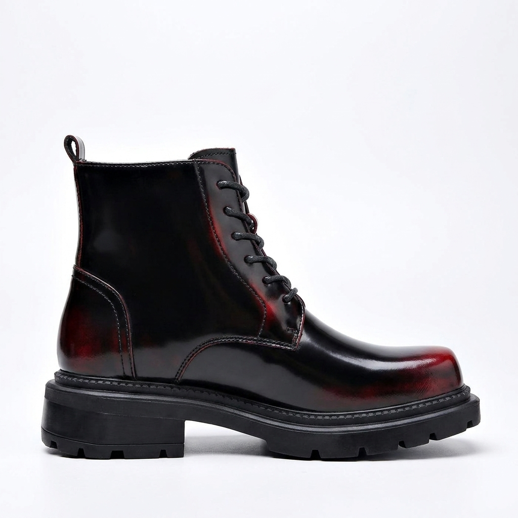Botas de combate de cuero para hombre, tobilleras