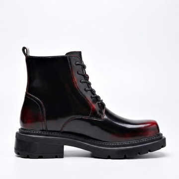 Botas de combate de cuero para hombre, tobilleras