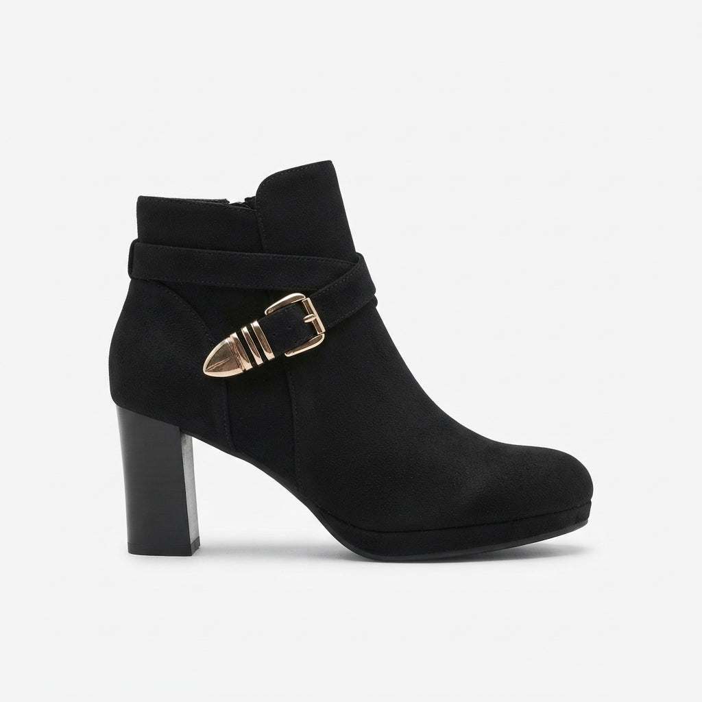 Botas de Tobillo Elegantes de Ante con Tacón para Mujer