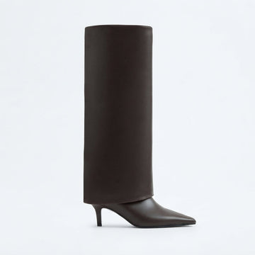 Botas de Cuero de Tacón Bajo para Mujer