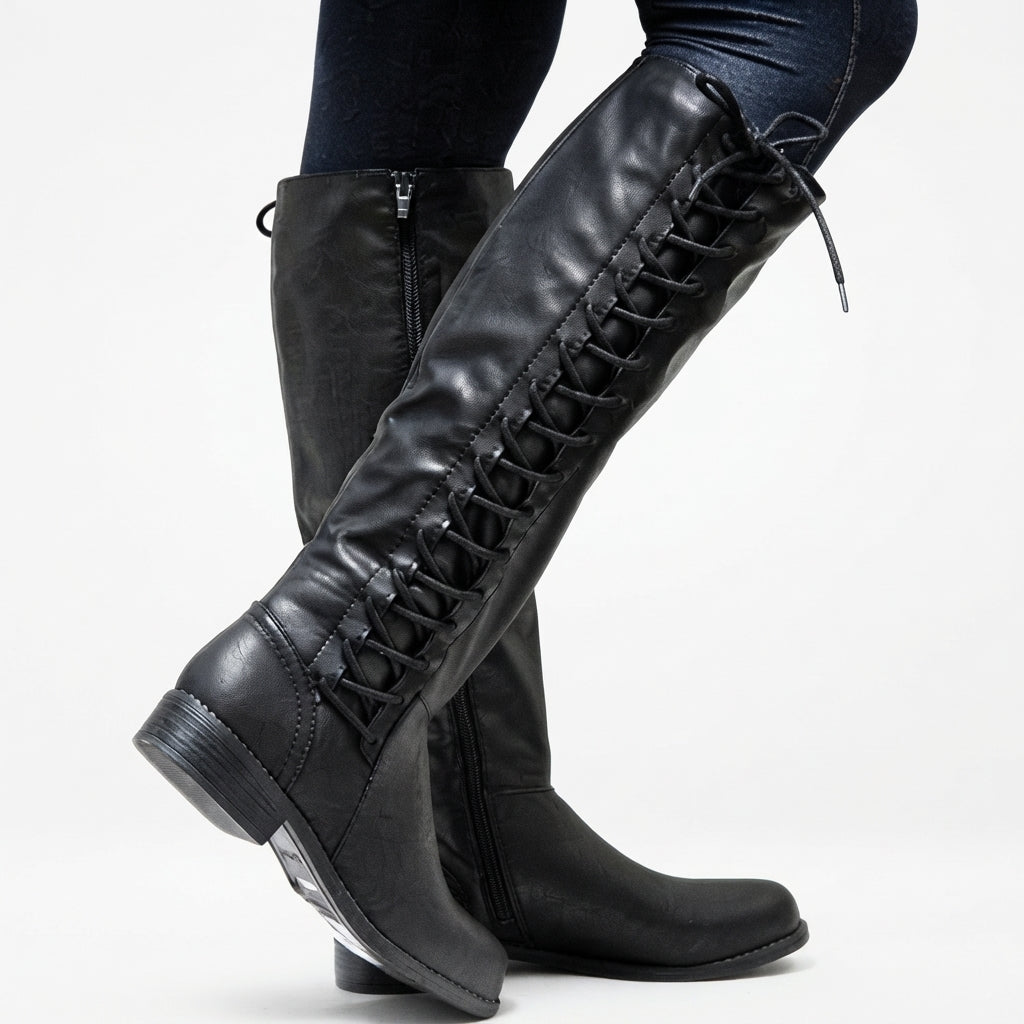 Botas Elegantes de Cuero Sintético hasta la Rodilla para Mujer