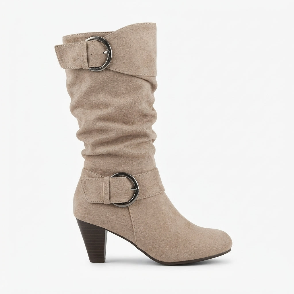 Botas de tacón alto caídas hasta la rodilla para mujer