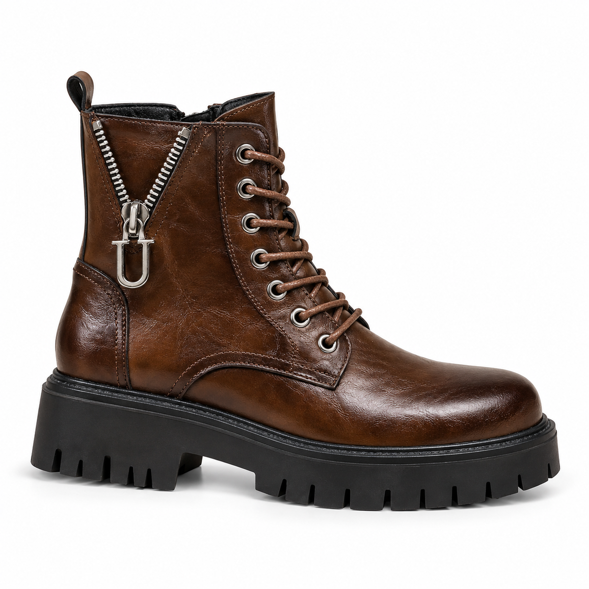 Botas de Combate de Cuero Rústico para Hombre