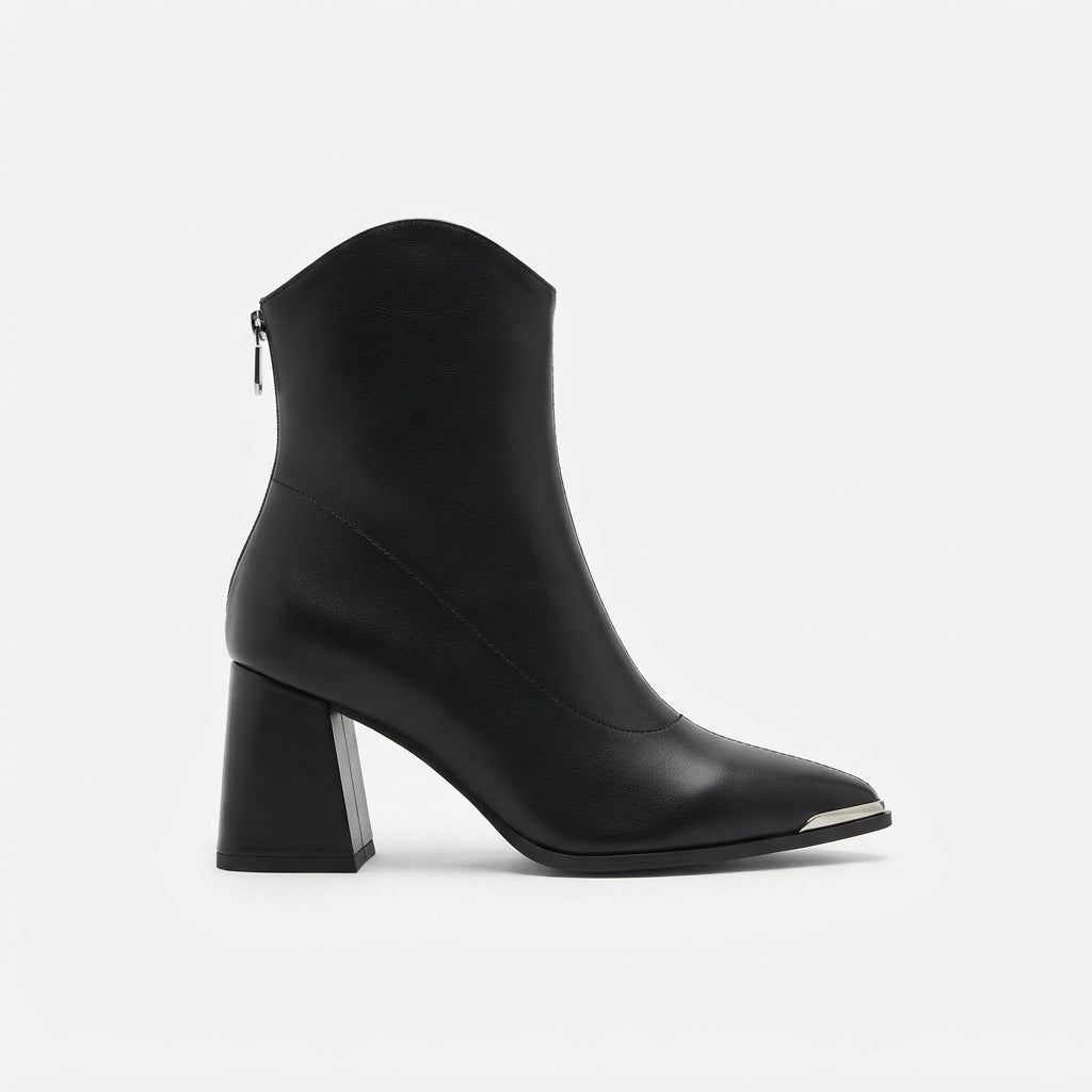 Botines de tacón con punta afilada para mujer