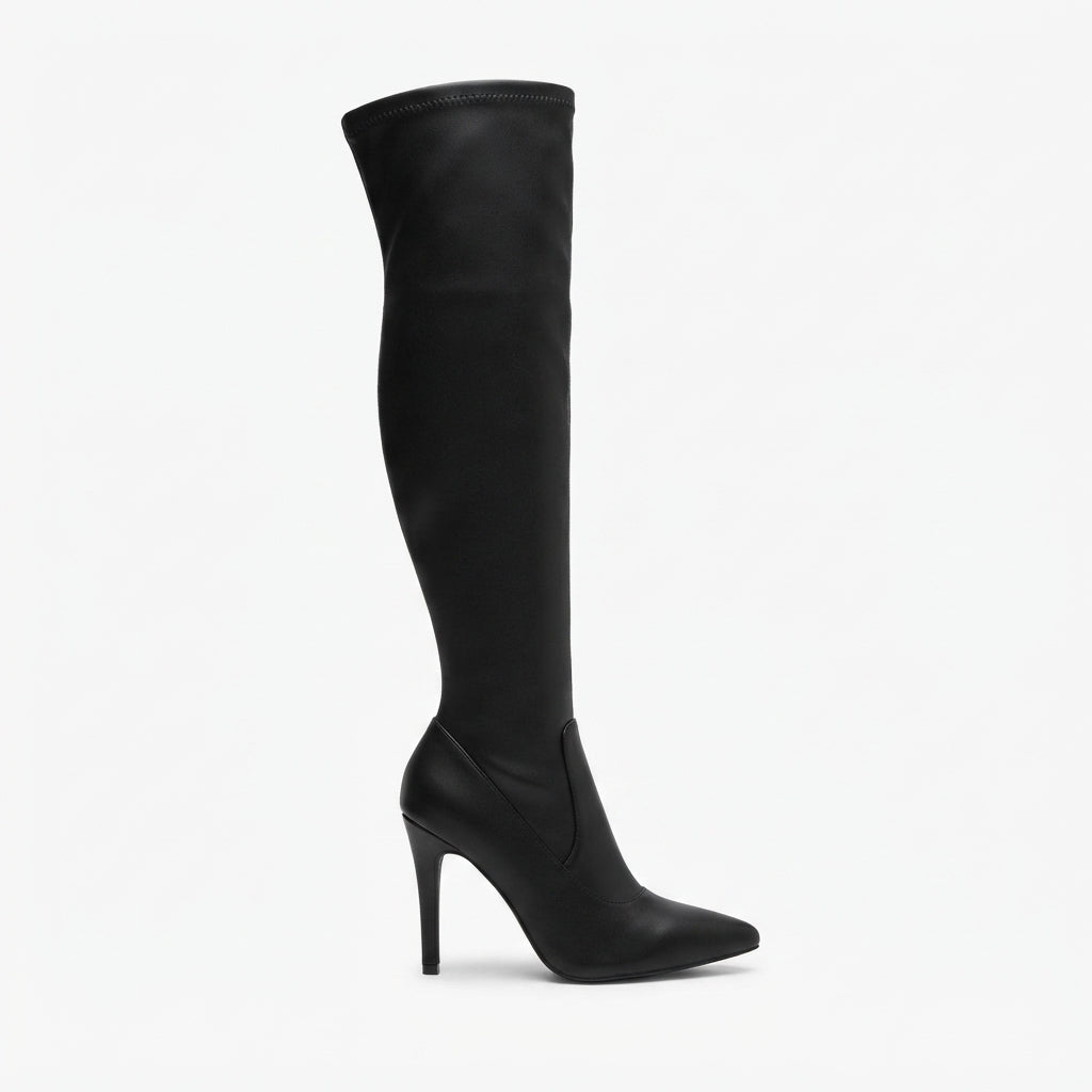 Botas de tacón alto con punta afilada por encima de la rodilla para mujer