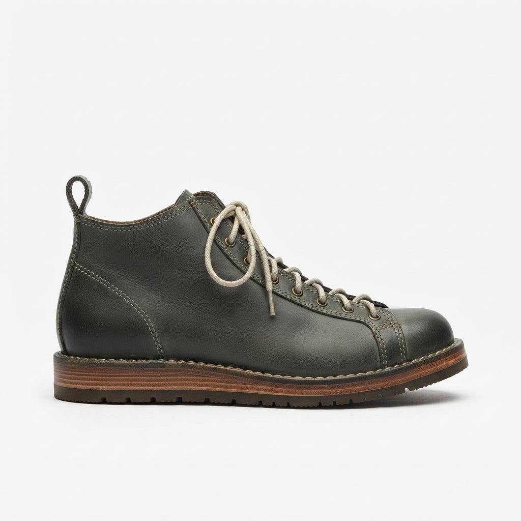 Botas de Combate de Cuero Rústico para Hombre