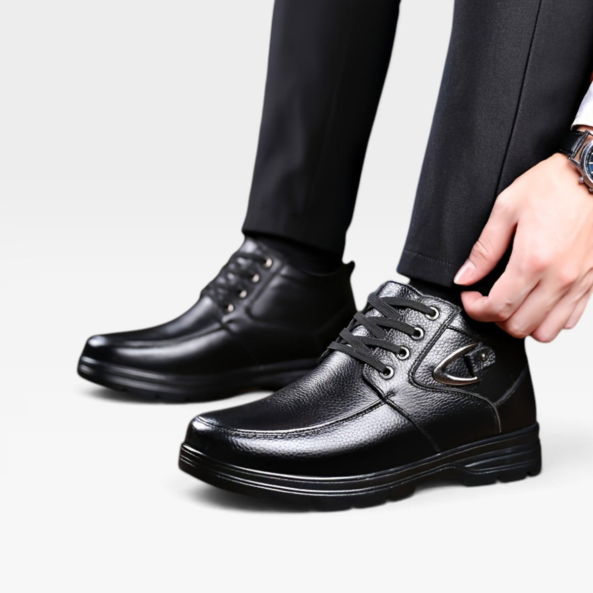 Botas de Cuero Genuino para Hombre con Cordones