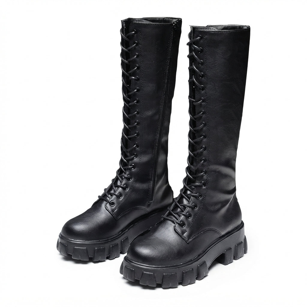 Botas de combate altas con plataforma para mujer