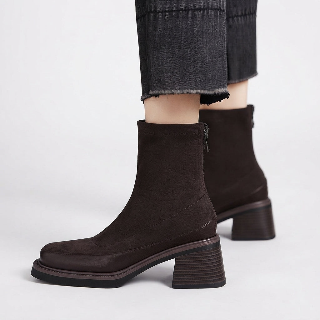 Botas de tobillo con tacón cómodas para mujer