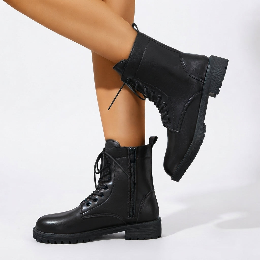Botas de combate con cordones para mujer