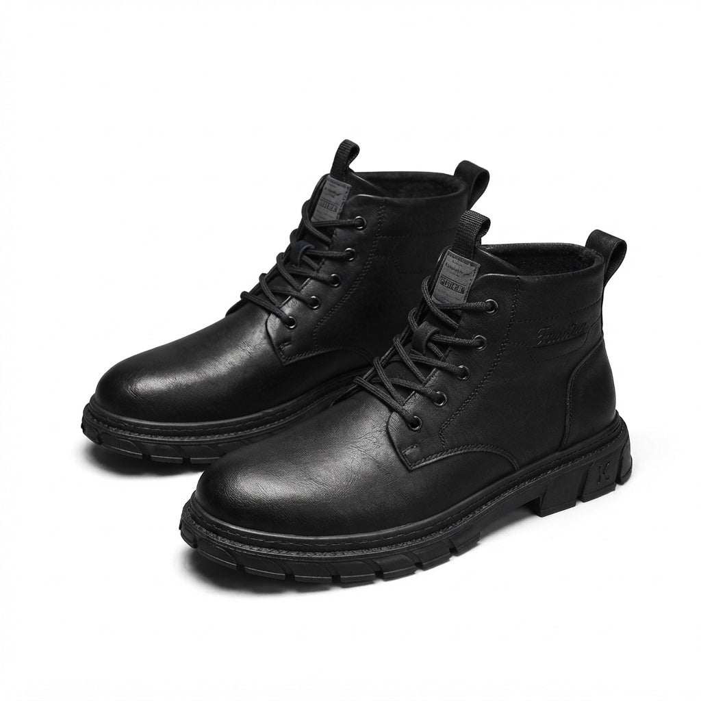 Botas de Combate de Cuero Rústico para Hombre