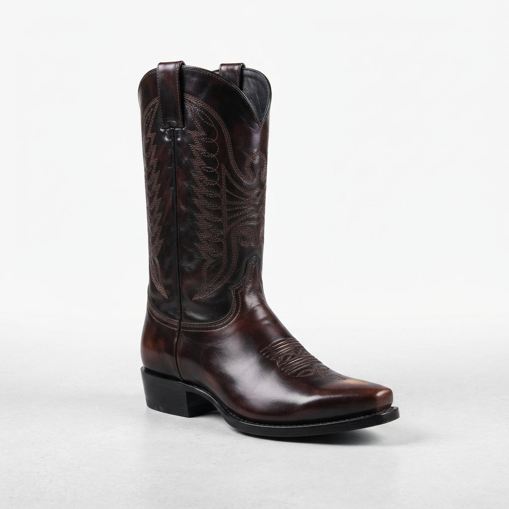Botas de Cowboy de Cuero con Tacón para Hombre