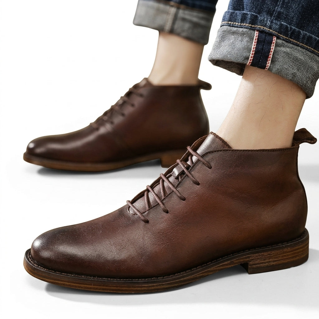 Botas de Cuero para Hombre Slip-on hasta el Tobillo