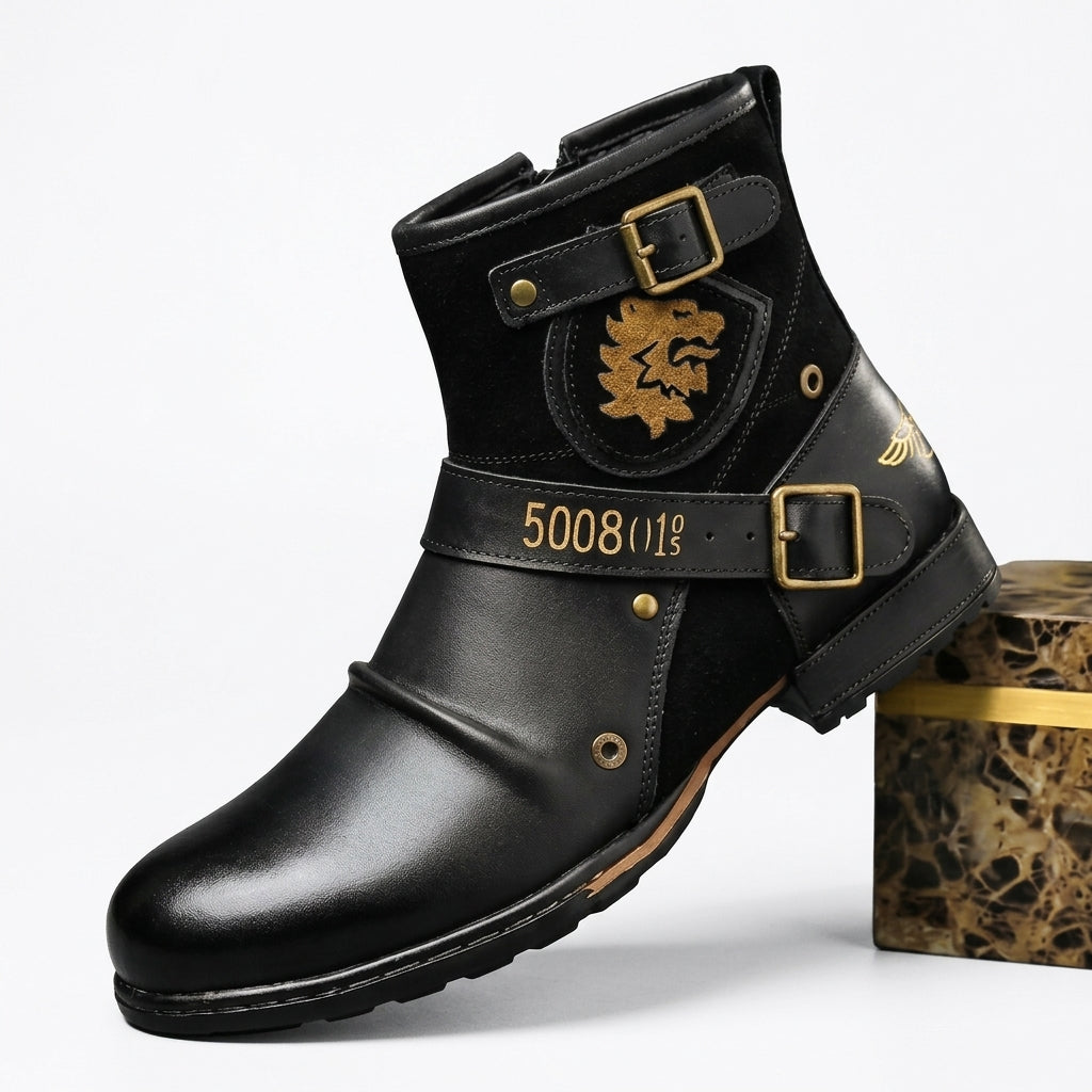 Botas de Cuero de Motociclista para Hombre
