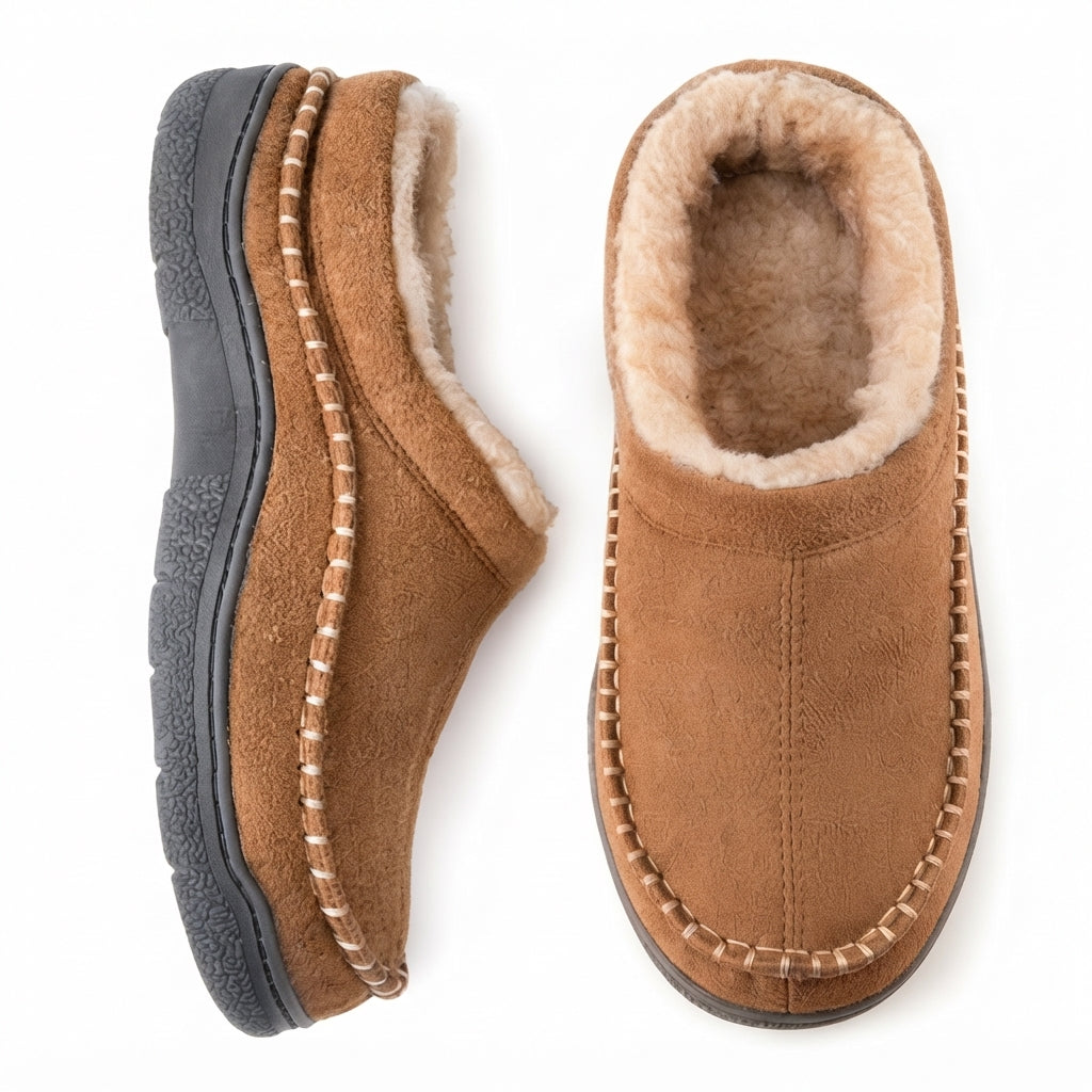 Zapatillas de Casa de Suede Ortopédicas para Hombre de Ajuste Ancho