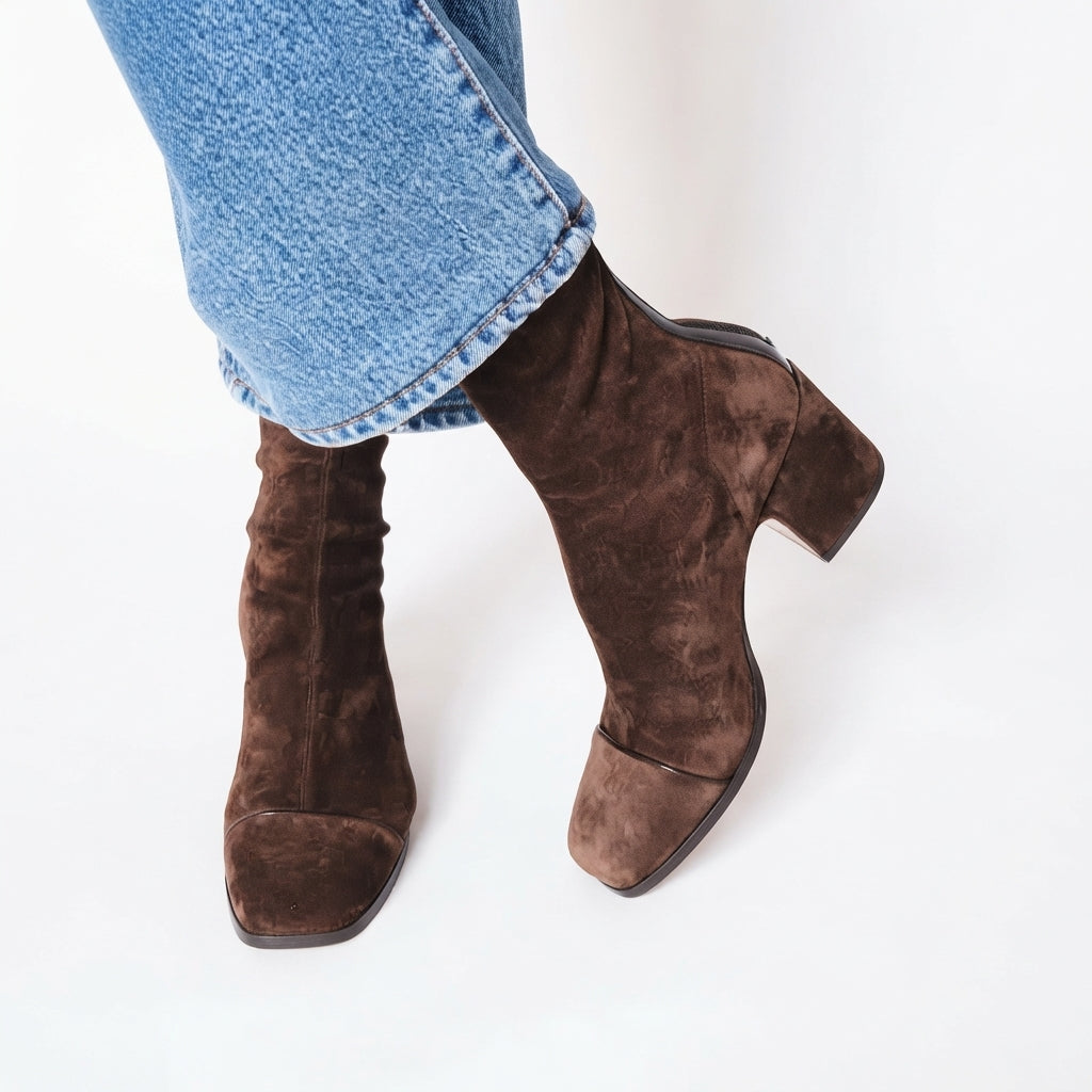 Botines de Tacón de Ante para Mujer