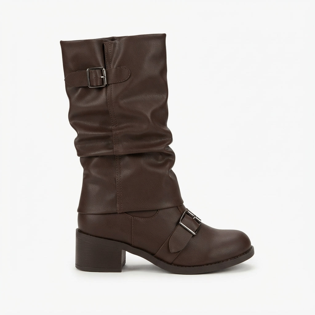 Botas de Tacón Alto con Hebilla hasta la Rodilla para Mujeres