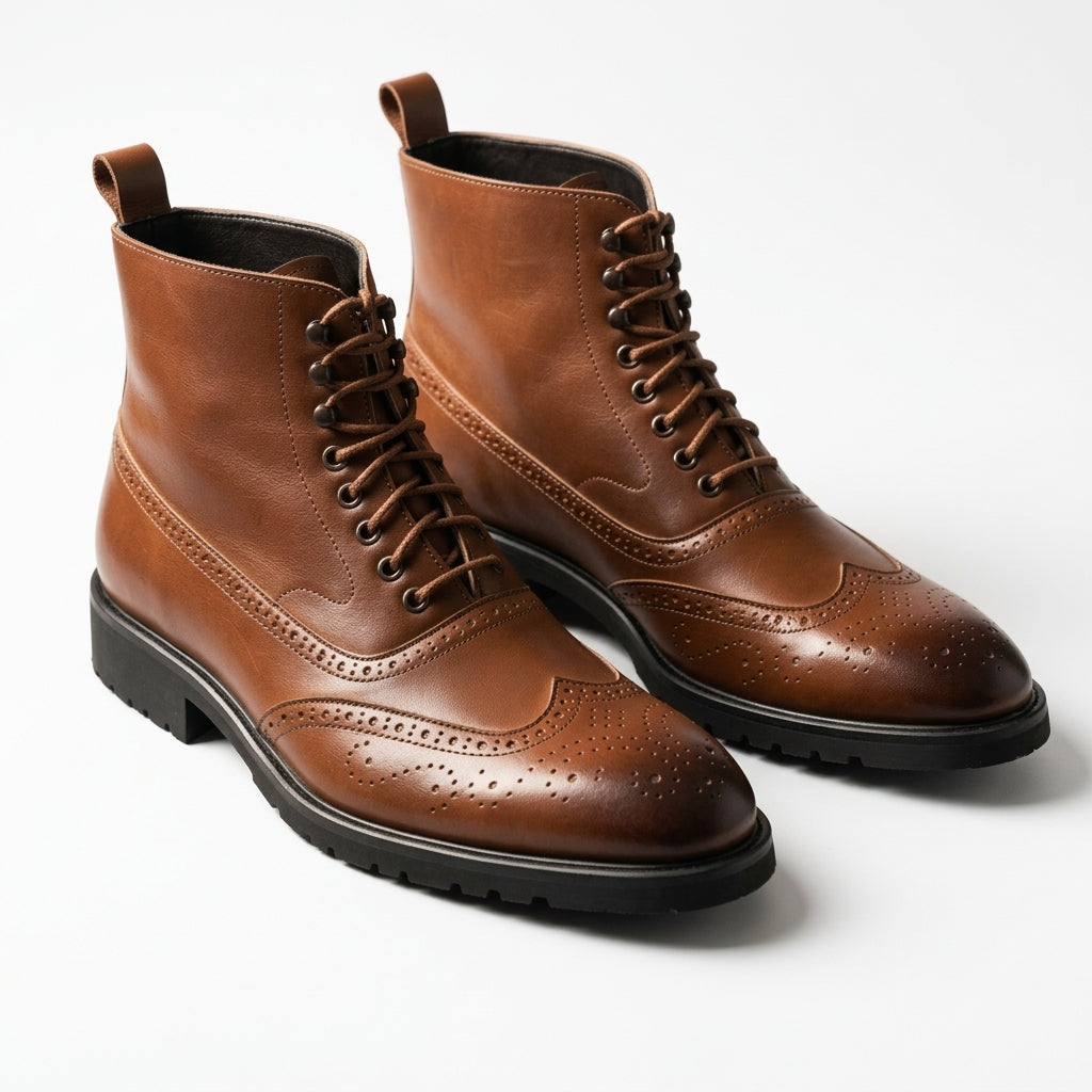 Botas de Cuero Brogue para Hombre
