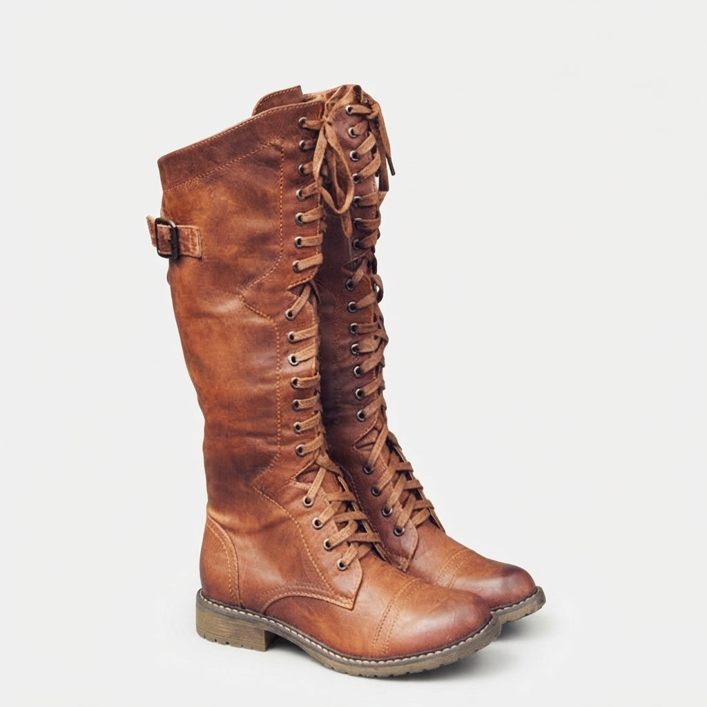 Botas Planas de Cuero Alto para Mujer