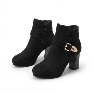 Botas de Tobillo Elegantes de Ante con Tacón para Mujer