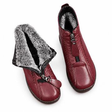 Botas de Tobillo de Cuero Forradas de Forro Polar para Mujeres