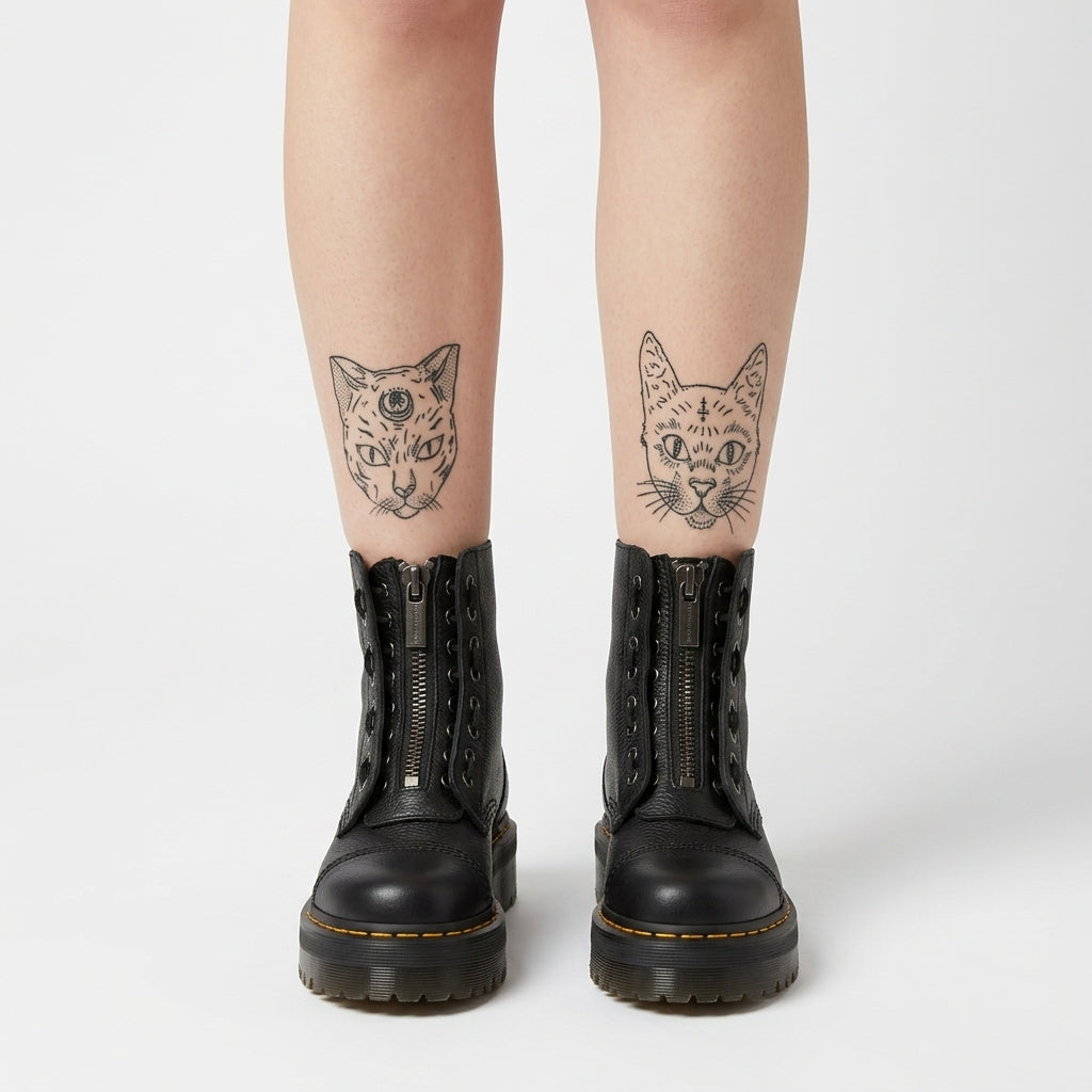 Botas de Combate de Cuero con Plataforma para Mujeres