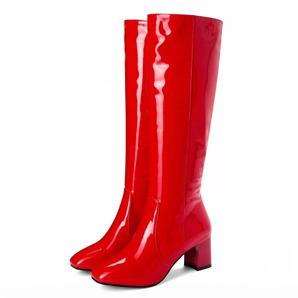 Botas de Cuero de Tacón Alto Pulidas para Mujer