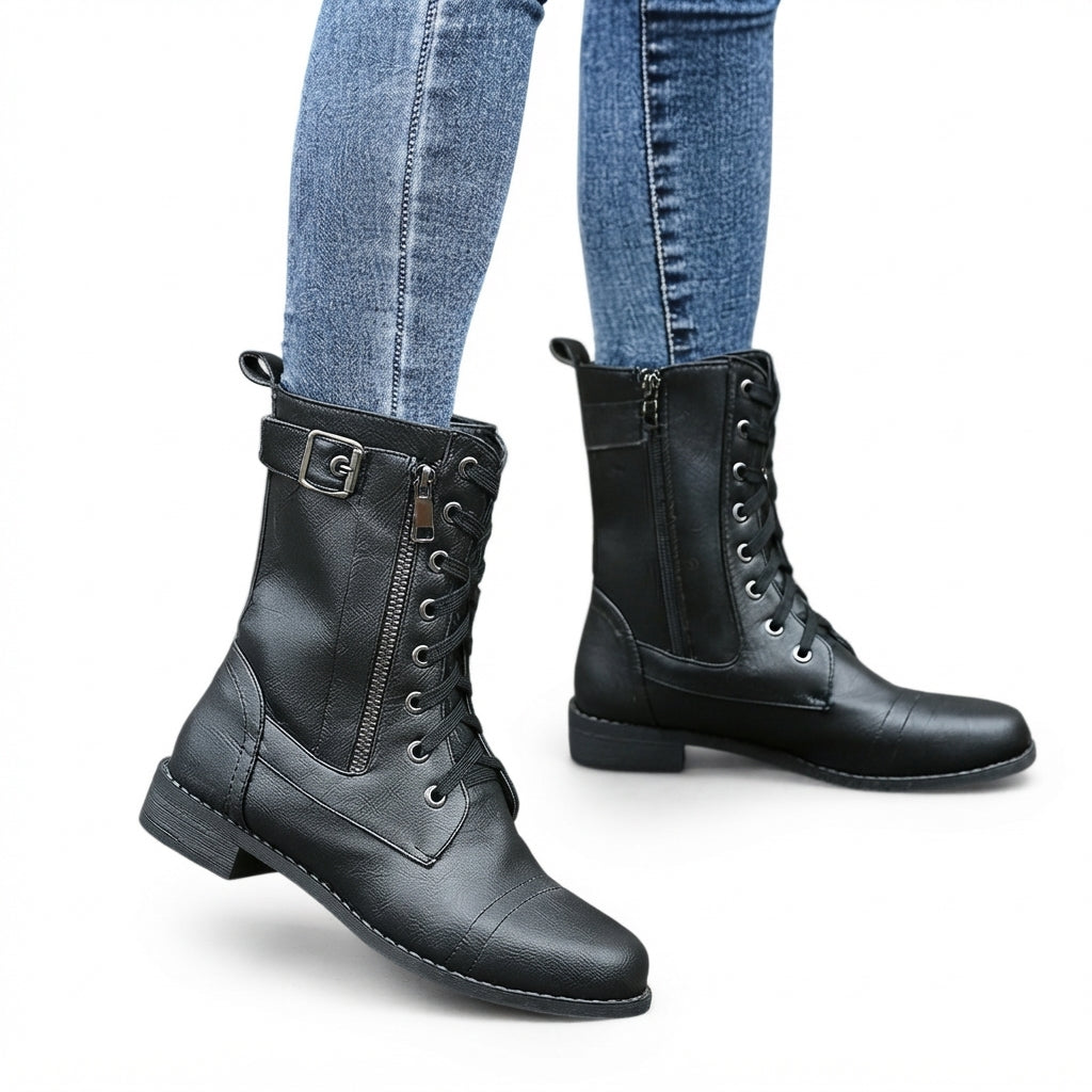 Botas de Biker Ortopédicas de Cordones para Mujeres