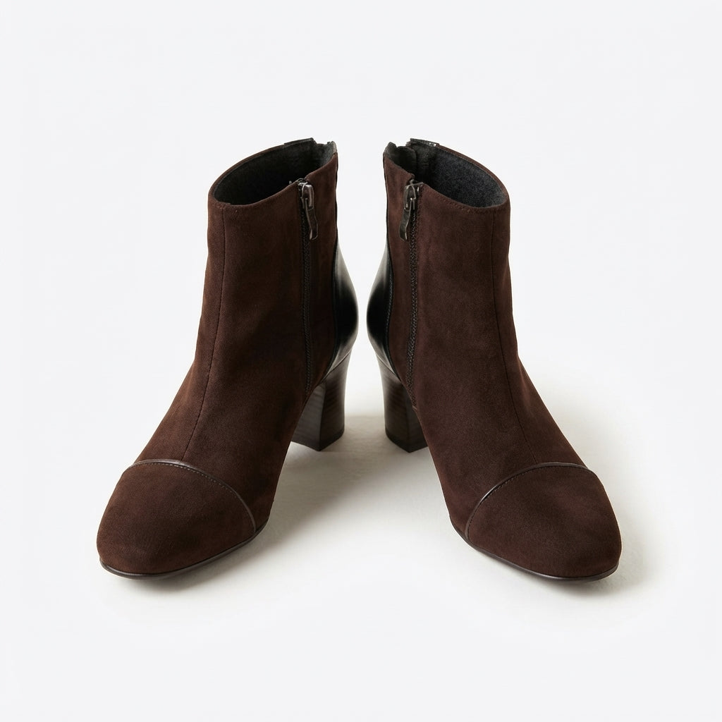 Botas de Tobillo de Ante con Tacón para Mujer, Comodidad Todo el Día