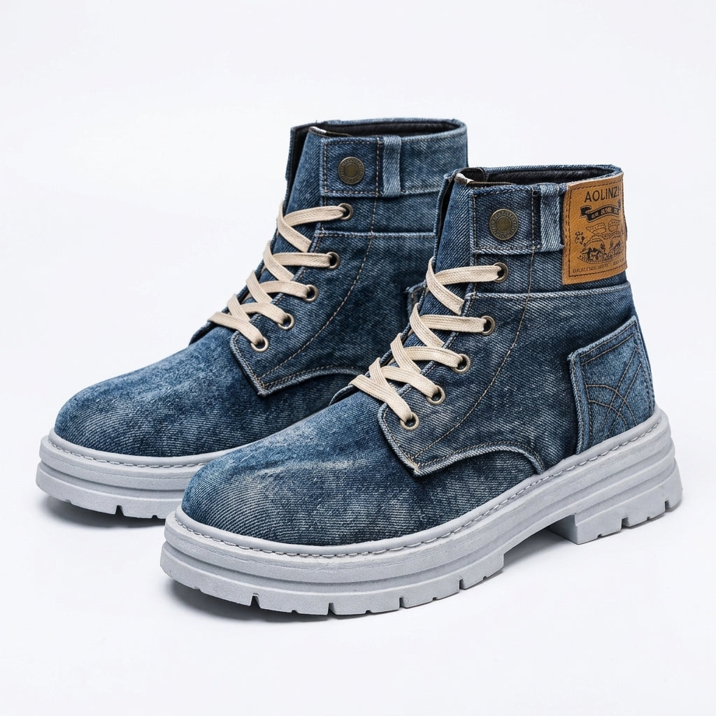 Botas de Combate de Denim para Hombre